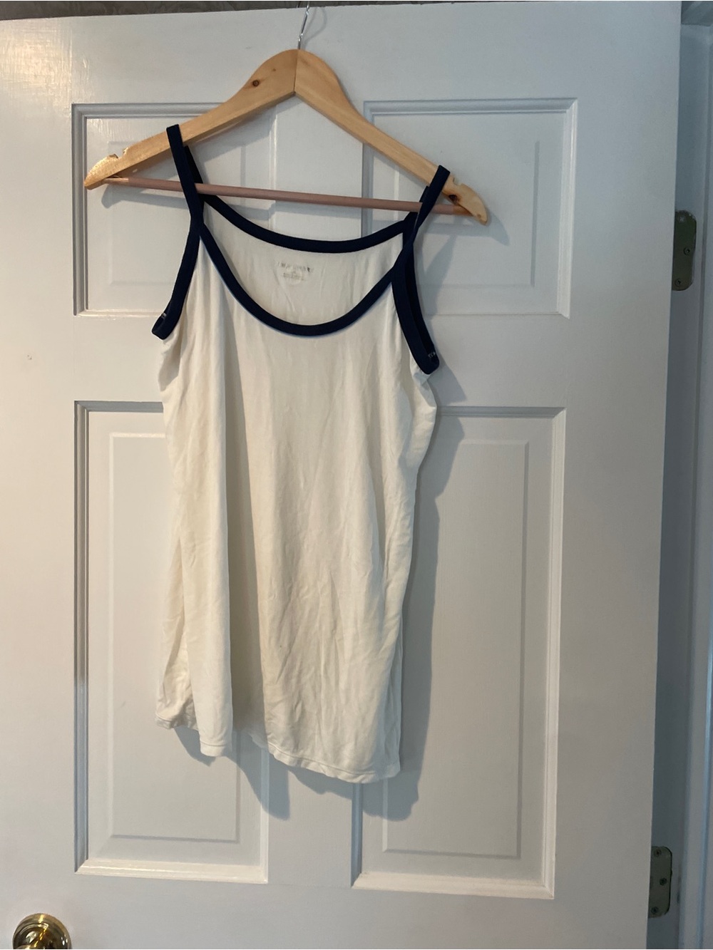 Women’s White Tank Top with Navy Trim -  Cami tory burch tory sport L